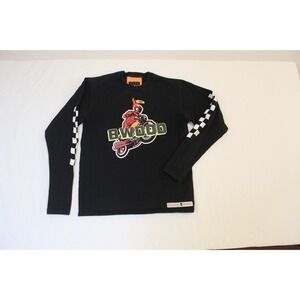 BWOOD NYC RACING Stripes LS Shirt Men's Small Black MADE IN USA $ HIGH SALE ITEM